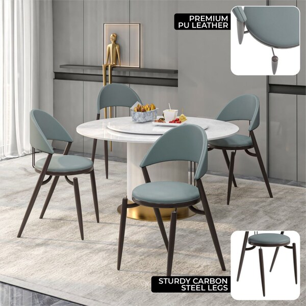 Leisuremod Venice Collection Modern Dining Chair In Light Grey - VC49LGR