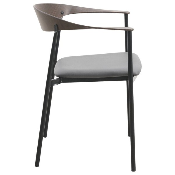 Leisuremod Kora Modern Leather Dining Arm Chair with Iron Legs in Charcoal, 4PK - KCWN-21CHR4