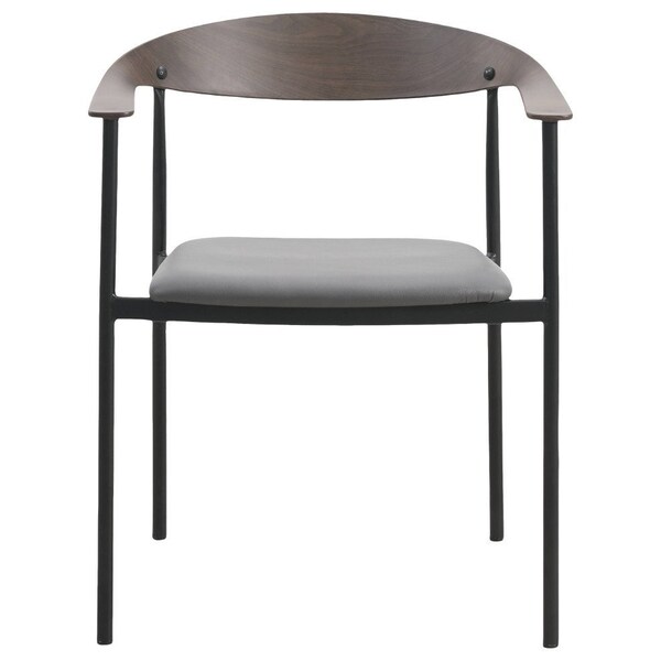 Leisuremod Kora Modern Leather Dining Arm Chair with Iron Legs in Charcoal, 4PK - KCWN-21CHR4