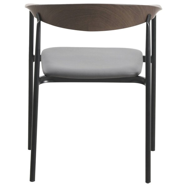 Leisuremod Kora Modern Leather Dining Arm Chair with Iron Legs in Charcoal, 4PK - KCWN-21CHR4