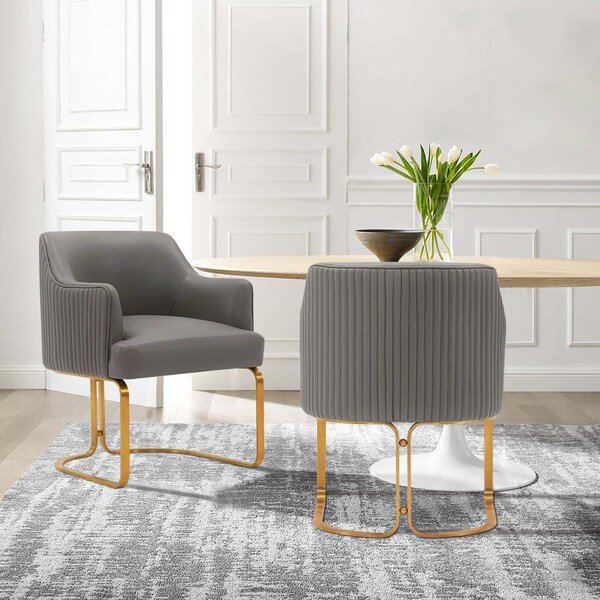 Manhattan Comfort Reeva Dining Armchair in Taupe - Set of 2 - 2-DC078-TP