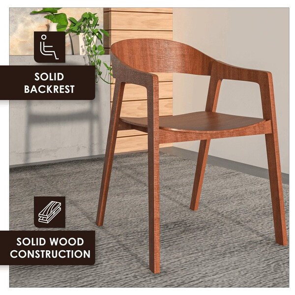 Leisuremod Rivo Collection Elegant Dining Chair in Dark Natural Wood, 4PK - RC20LBR4