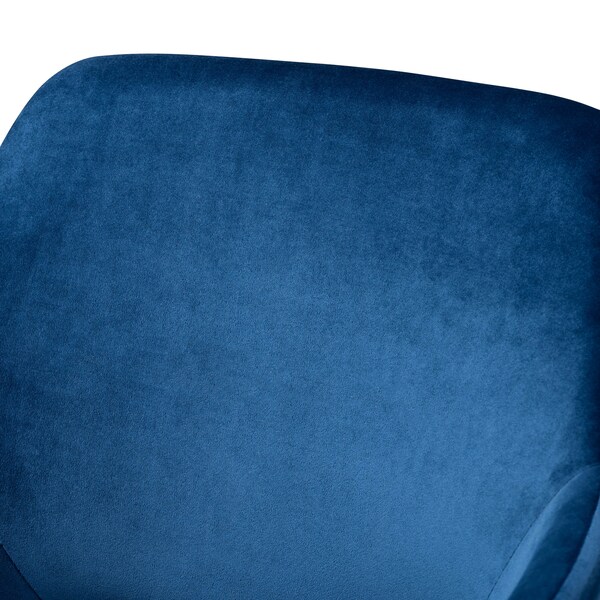 Baxton Studio Germaine Blue Velvet Gold Finished 2-Piece Metal Dining Chair Set - 160-9914