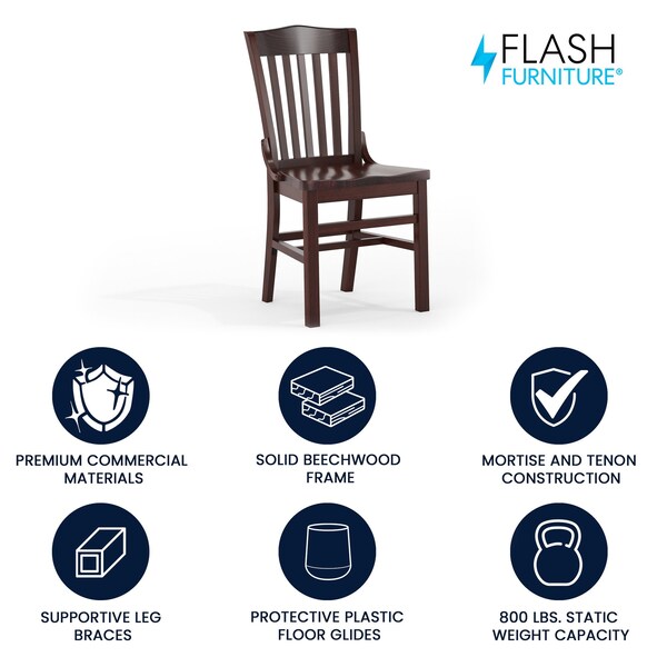 Flash Furniture Dining Chair, Hercules, Walnut Wood - XU-DG-W0006-WAL-GG
