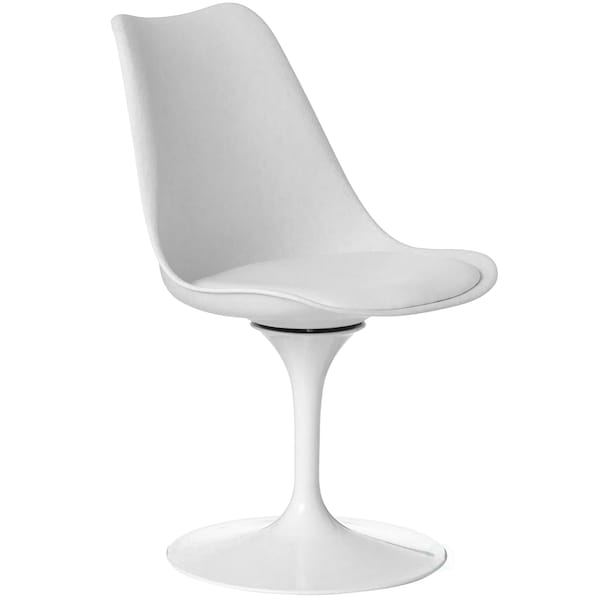 Fabulaxe Swivel Tulip Side Chair w/Cushioned Seat, White Polypropylene Accent Side Chair - QI004628.WT