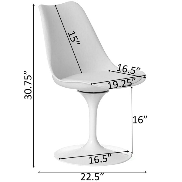 Fabulaxe Swivel Tulip Side Chair w/Cushioned Seat, White Polypropylene Accent Side Chair - QI004628.WT