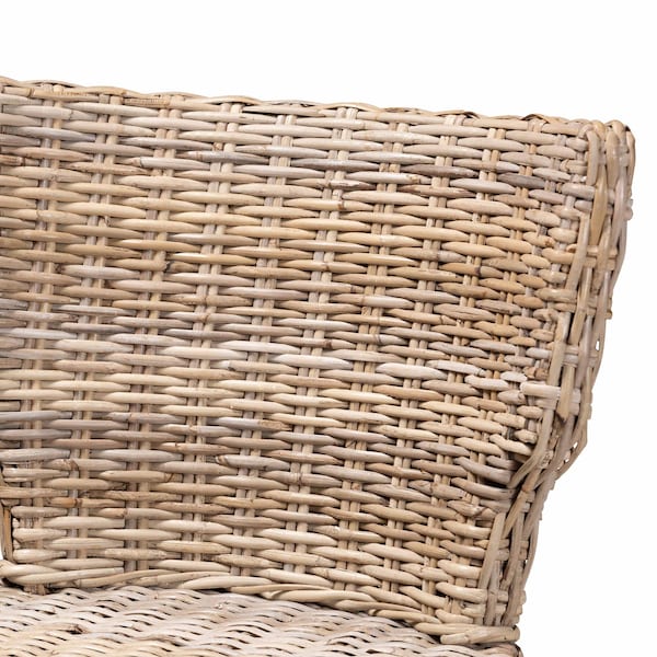 Bali & Pari Enver Modern Bohemian Grey Rattan and Brown Wood Dining Chair - 209-12799
