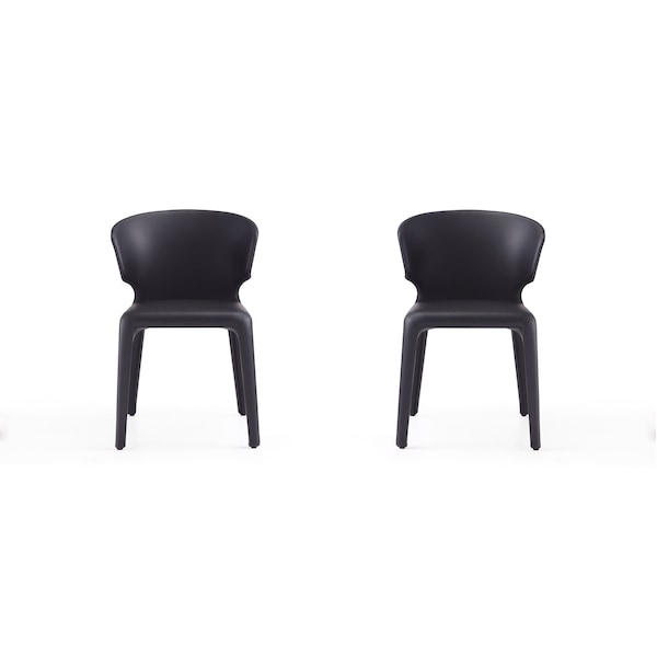 Manhattan Comfort Conrad Leather Dining Chair in Black (Set of 2) - DC031-BK
