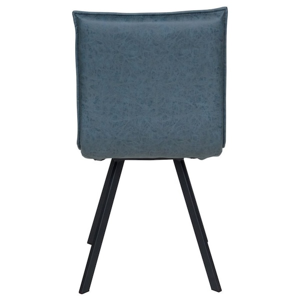 Leisuremod Wesley Modern Leather Dining Chair with Metal Legs, Peacock Blue, 4PK - WC18BU4