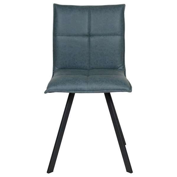 Leisuremod Wesley Modern Leather Dining Chair with Metal Legs, Peacock Blue, 4PK - WC18BU4