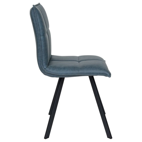 Leisuremod Wesley Modern Leather Dining Chair with Metal Legs, Peacock Blue, 4PK - WC18BU4