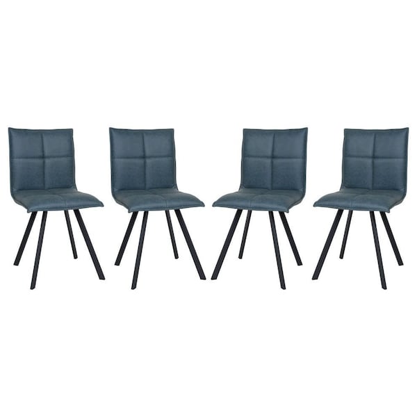 Leisuremod Wesley Modern Leather Dining Chair with Metal Legs, Peacock Blue, 4PK - WC18BU4