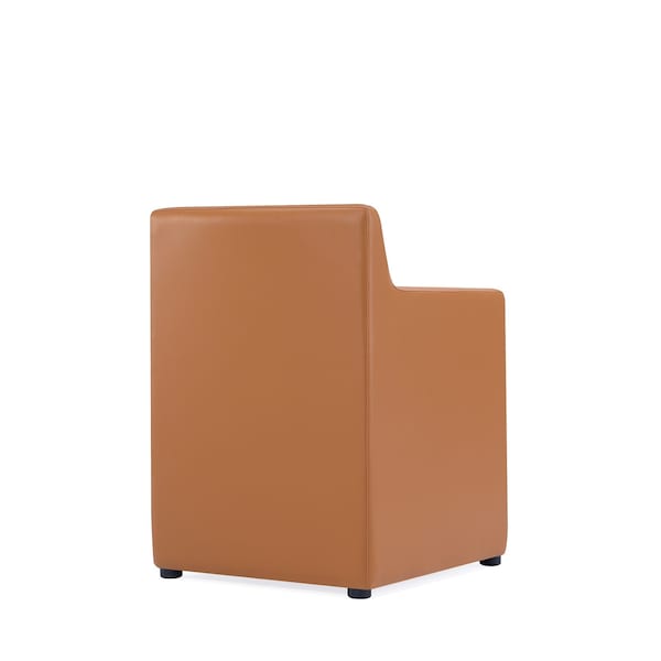Manhattan Comfort Anna Square Faux Leather Dining Armchair in Saddle - DC058AR-SA