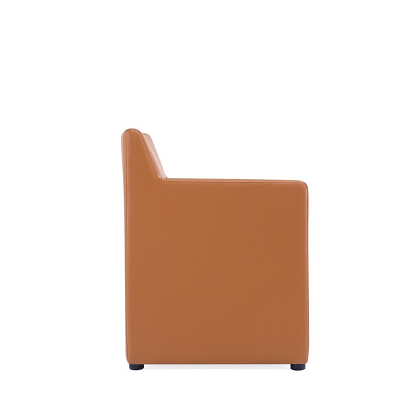 Manhattan Comfort Anna Square Faux Leather Dining Armchair in Saddle - DC058AR-SA
