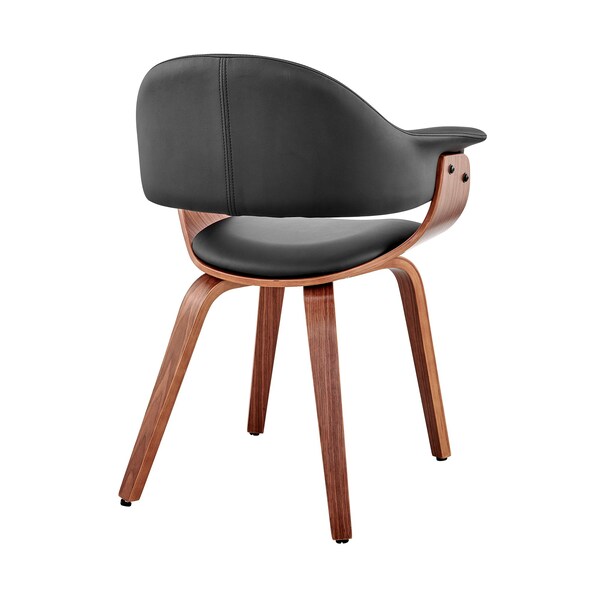 Armen Living Adalyn Black Faux Leather and Walnut Wood Dining Room Accent Chair - LCADCHWABL