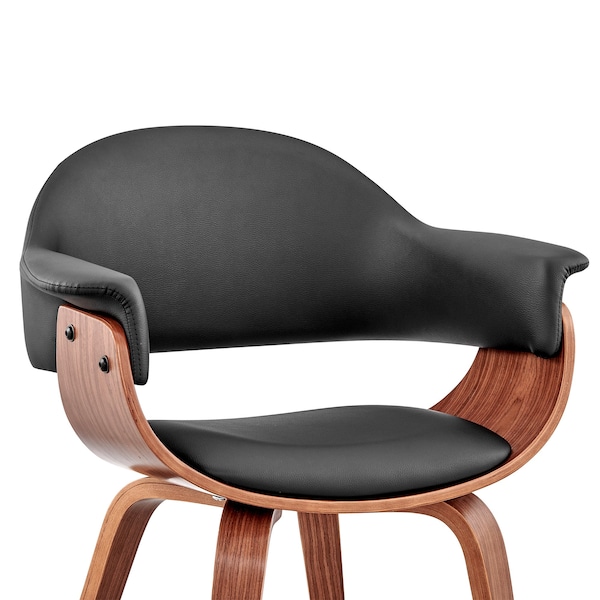 Armen Living Adalyn Black Faux Leather and Walnut Wood Dining Room Accent Chair - LCADCHWABL