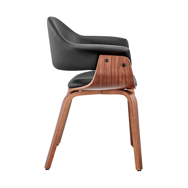Armen Living Adalyn Black Faux Leather and Walnut Wood Dining Room Accent Chair - LCADCHWABL