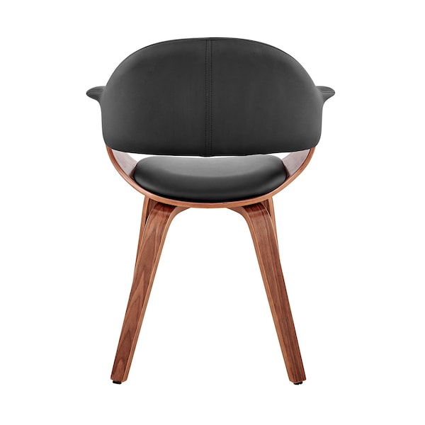 Armen Living Adalyn Black Faux Leather and Walnut Wood Dining Room Accent Chair - LCADCHWABL