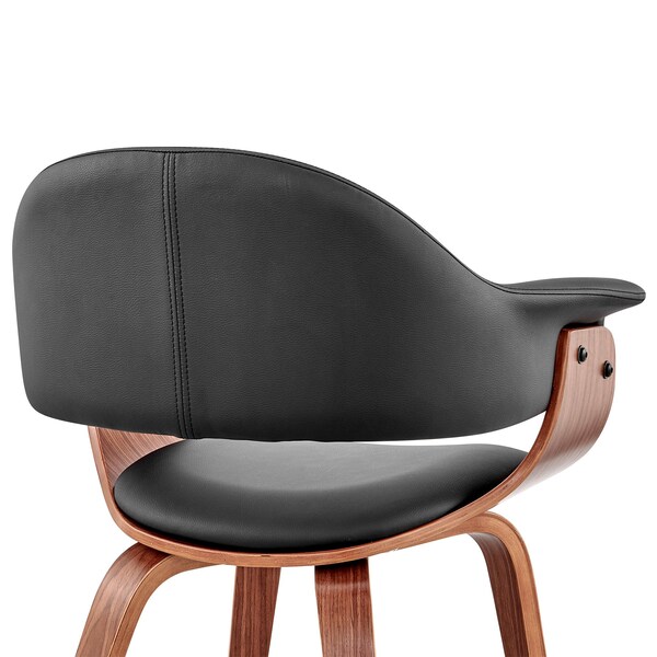 Armen Living Adalyn Black Faux Leather and Walnut Wood Dining Room Accent Chair - LCADCHWABL