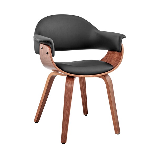 Armen Living Adalyn Black Faux Leather and Walnut Wood Dining Room Accent Chair - LCADCHWABL