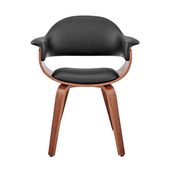 Armen Living Adalyn Black Faux Leather and Walnut Wood Dining Room Accent Chair - LCADCHWABL