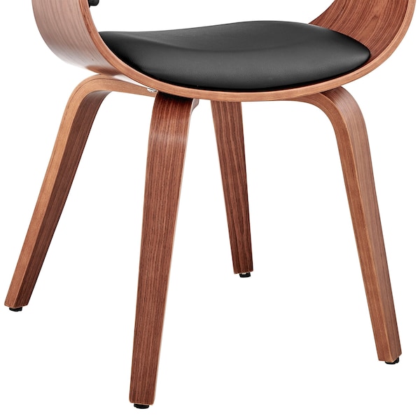 Armen Living Adalyn Black Faux Leather and Walnut Wood Dining Room Accent Chair - LCADCHWABL