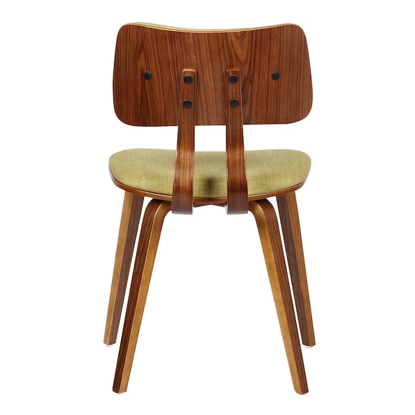 Armen Living Jaguar Mid-Century Dining Chair in Walnut Wood and Green Fabric - LCJASIWAGREEN