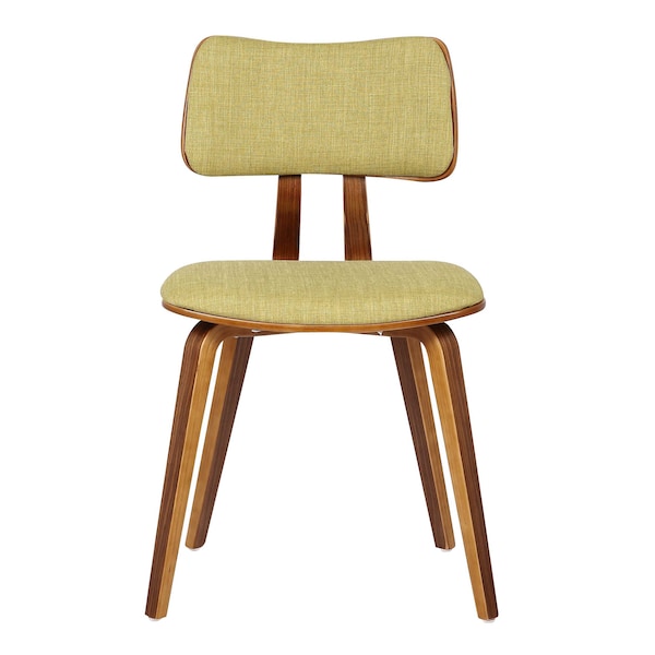 Armen Living Jaguar Mid-Century Dining Chair in Walnut Wood and Green Fabric - LCJASIWAGREEN