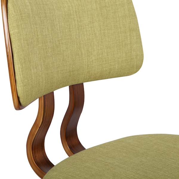 Armen Living Jaguar Mid-Century Dining Chair in Walnut Wood and Green Fabric - LCJASIWAGREEN