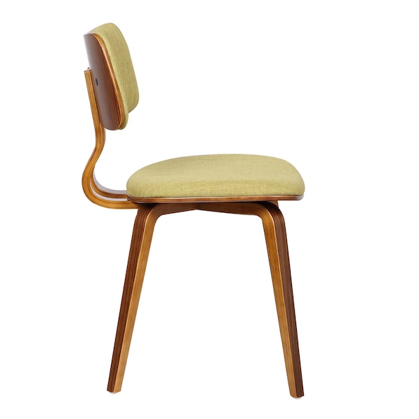 Armen Living Jaguar Mid-Century Dining Chair in Walnut Wood and Green Fabric - LCJASIWAGREEN