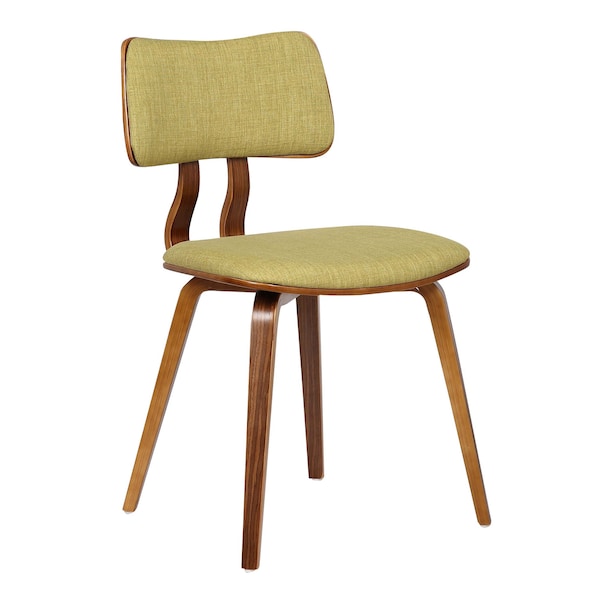 Armen Living Jaguar Mid-Century Dining Chair in Walnut Wood and Green Fabric - LCJASIWAGREEN
