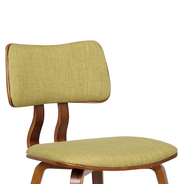 Armen Living Jaguar Mid-Century Dining Chair in Walnut Wood and Green Fabric - LCJASIWAGREEN