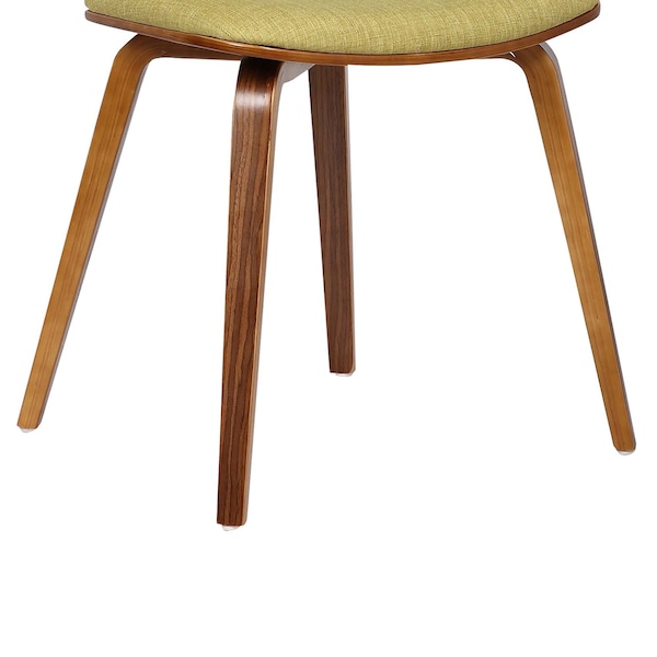 Armen Living Jaguar Mid-Century Dining Chair in Walnut Wood and Green Fabric - LCJASIWAGREEN
