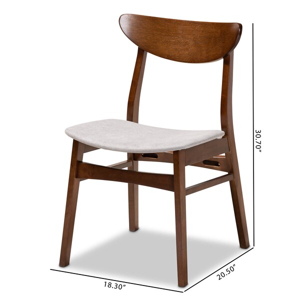 Baxton Studio Parlin Grey Upholstered and Walnut Wood 4-Piece Dining Chair Set - 167-10810
