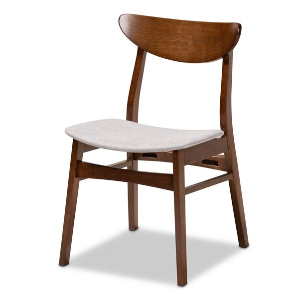 Baxton Studio Parlin Grey Upholstered and Walnut Wood 4-Piece Dining Chair Set - 167-10810