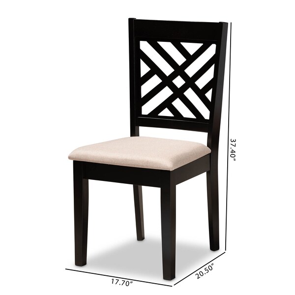 Baxton Studio Caron Sand Upholstered Espresso Wood 2-Piece Dining Chair Set - 162-10525