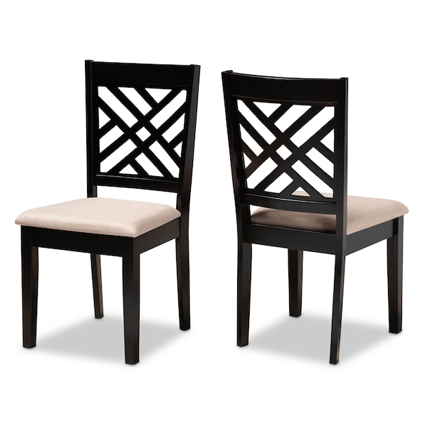 Baxton Studio Caron Sand Upholstered Espresso Wood 2-Piece Dining Chair Set - 162-10525