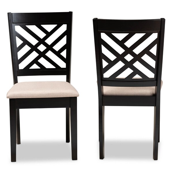 Baxton Studio Caron Sand Upholstered Espresso Wood 2-Piece Dining Chair Set - 162-10525