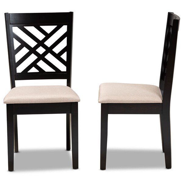 Baxton Studio Caron Sand Upholstered Espresso Wood 2-Piece Dining Chair Set - 162-10525