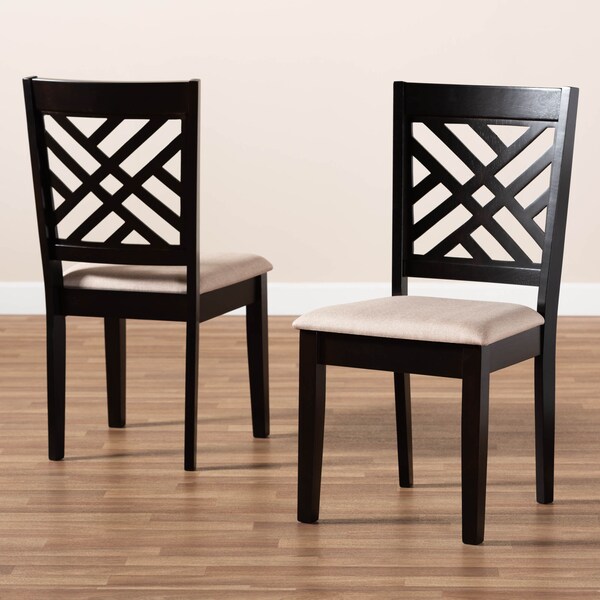 Baxton Studio Caron Sand Upholstered Espresso Wood 2-Piece Dining Chair Set - 162-10525