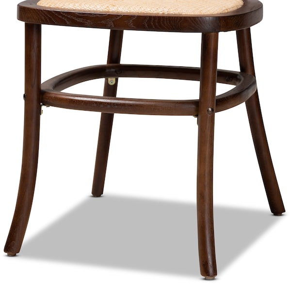 Baxton Studio Garold Mid-Century Brown Woven Rattan and Walnut Brown Wood 2-Piece Cane Dining Chair Set PR - 195-2PC-12387-ZORO