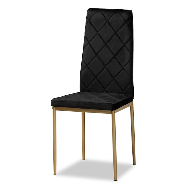 Baxton Studio Blaise Glam and Luxe Black Velvet Upholstered and Gold Finished Metal Dining Chair Set (4PC) - 194-4PC-11776-ZORO