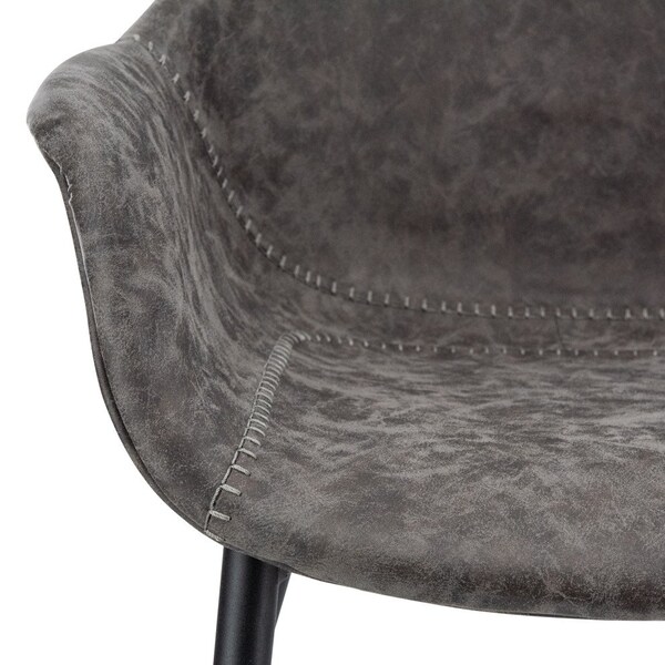 Leisuremod Markley Modern Leather Dining Arm Chair with Metal Legs, Grey - EC26GR