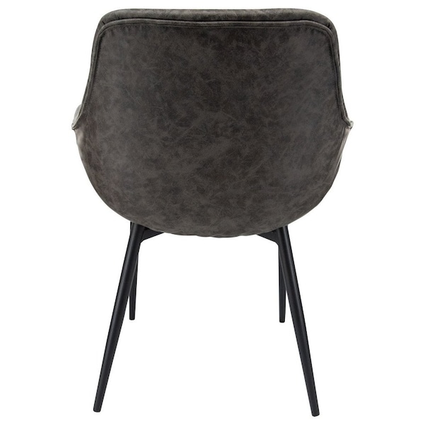 Leisuremod Markley Modern Leather Dining Arm Chair with Metal Legs, Grey - EC26GR