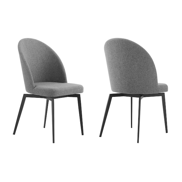 Armen Living Sunny Swivel Gray Fabric and Metal Dining Room Chairs - Set of 2 - LCSNSIGR
