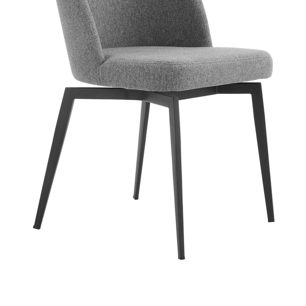 Armen Living Sunny Swivel Gray Fabric and Metal Dining Room Chairs - Set of 2 - LCSNSIGR