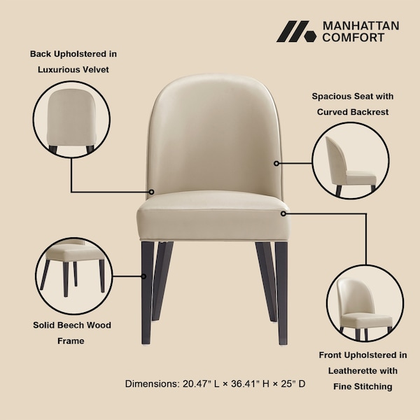 Manhattan Comfort Hillman Dining Chair in Sand - Set of 2 - DC087-SD