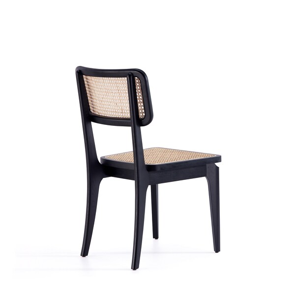 Manhattan Comfort Giverny Dining Chair in Black and Natural Cane, Set of 2 - DCCA04-BK