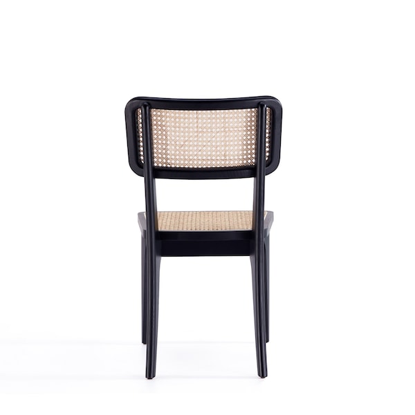 Manhattan Comfort Giverny Dining Chair in Black and Natural Cane, Set of 2 - DCCA04-BK