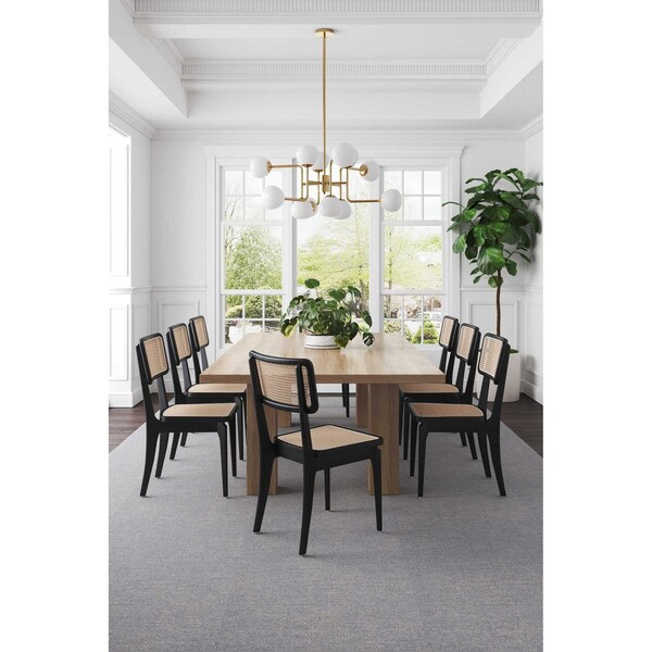 Manhattan Comfort Giverny Dining Chair in Black and Natural Cane, Set of 2 - DCCA04-BK